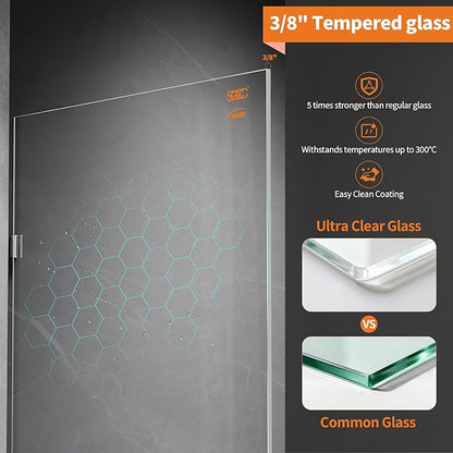 Shower Glass Panel, 30.5" W x 78.75" H Fixed Shower Screen Panel