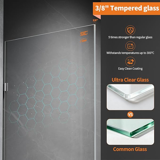 Shower Glass Panel, Frameless Walk in Shower Door