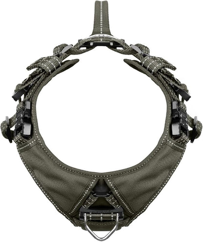 ICEFANG Dog Halter Harness with Metal Buckles,Dog Strap Vest for Large Dogs | Control Handle,Summer-Cooling,Reflective,Front Hook,Adjustable,Soft Padded,No Pull,Green,Large