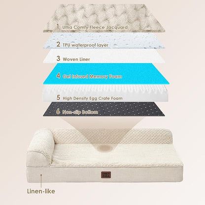 EHEYCIGA Extra Large Dog Bed Othorpedic, Memory Foam XL Dog Bed with Washable Removable Cover, Waterproof Pet Sofa Couch XLarge Size Dogs with Nonskid Bottom, 44x32x6.5, Beige | Washable Removable Cover, Waterproof Flat Pet Sofa Couch with Nonskid Bott...