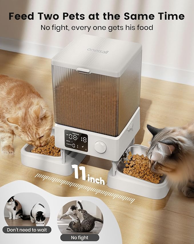 oneisall Automatic Cat Feeder for 2 Cats, 20 Cups/5L Automatic Cat Food