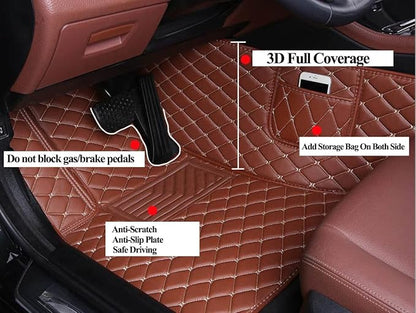 Custom Text + Image Car Mats, One-of-a-Kind Personalized Leather Floor Liners, All-Weather Full Set for Sedan SUV Truck Van(Purple)