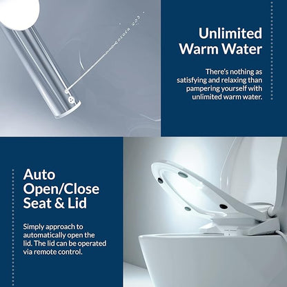 Bio Bidet DLS Premium Heated Bidet Seat, Warm Water & Air Dryer, Auto Open and