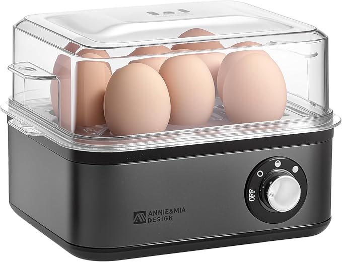Annie & Mia Design Electric Egg Cooker, Stainless Steel 8 Egg Capacity egg