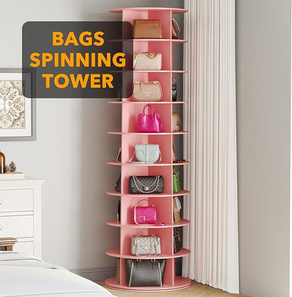 SpaceAid 9 Tier Rotating Shoe Rack Tower, Spinning Shoe Display Lazy Susan