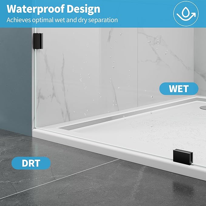 Shower Glass Panel, 28.5" W x 78.75" H Fixed Shower Screen Panel