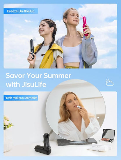 JISULIFE Handheld Mini Fan, 3 IN 1 USB Rechargeable Portable Fan