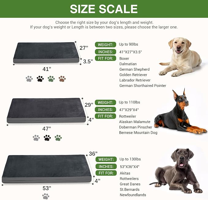 Waterproof XL Dog Bed Outdoor Orthopedic Washable Extra Large Crate Pad 42" | XLarge Foam Pet Bed, Durable Removable Cover, Reversible Faux Leather & Flannel, Anti-Sli Kennel Pad 41"x27" Dark Gray