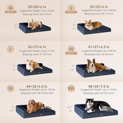 EHEYCIGA XL Dog Bed Memory Foam for Crate, Extra Large Dog Bed Orthopedic with Washable Removable Cover, Waterproof Pet Sofa Couch XLarge Size Dogs, 41x27x6.5, Navy Blue | Washable Removable Cover, Waterproof Flat Pet Sofa Couch with Nonskid Bottom, 41...