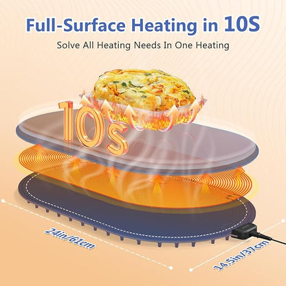 Warming Mat for Food with Adjustable Temperature Timer, 10S Fast Heating