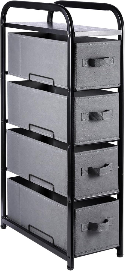 MAX Houser 4 Drawer Narrow Dresser Fabric Storage Tower Vertical Slim Storage