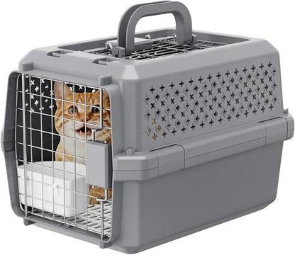 RIZZARI Airline Approved Pet Carrier for Cats & Small Dogs, Travel Crate | Hard-Sided Protection,Secure Locking Door,Excellent Airflow,Comfortable Travel,Lightweight Design