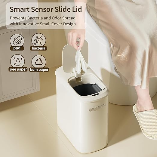 MRBIN Metal Motion Sensor Bathroom Trash Can