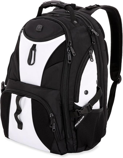 SWISSGEAR 1900 ScanSmart TSA Laptop Backpack Fits 17 Inch Laptop with RFID Protection and Tablet Pocket, White/Black, 19-Inch