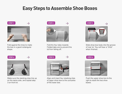 Kuject X-Large Shoe Storage Boxes Organizers Clear Plastic Stackable 12 Pack