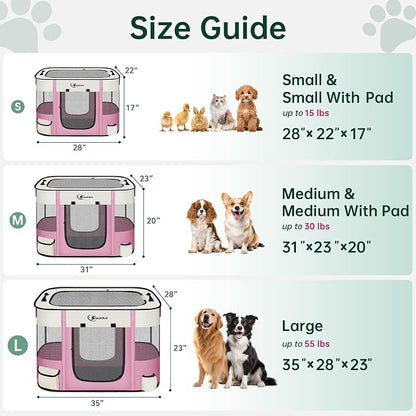 Siedihit Dog Playpen, Cat Pet Puppy Crate, Portable Playpens Indoor Outdoor (Pink, Medium)