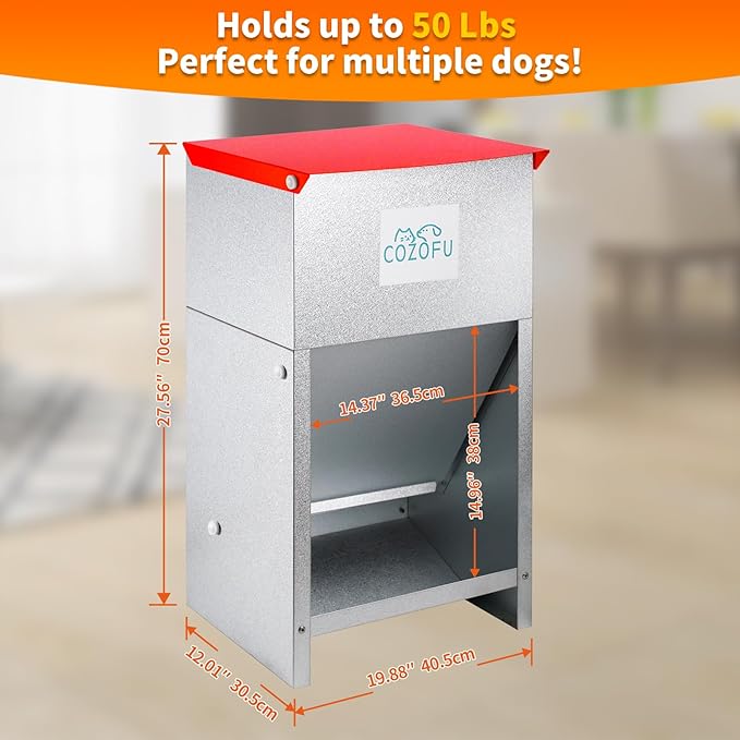 Dog Feeder - Galvanized Metal Pet Food Station