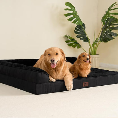EHEYCIGA Extra Large Dog Bed Othorpedic, Memory Foam XL Dog Bed with Washable Removable Cover, Waterproof Pet Sofa Couch XLarge Size Dogs with Nonskid Bottom, 44x32x6.5, Black | Washable Removable Cover, Waterproof Flat Pet Sofa Couch with Nonskid Bott...