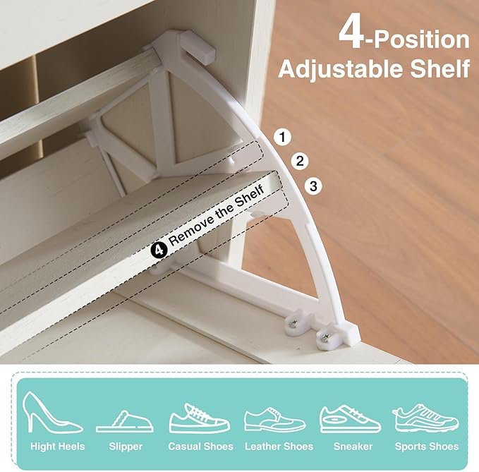 Shoe Storage Cabinet, Farmhouse Shoe Organizer