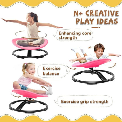 Zhenx Spinning Chair for Autistic Kids (Ages 3-18) - 220LBS Capacity Sensory Swivel Seat - Sensory Toy for Teens with ADHD/Autism - Sit and Spin Calming Gift to Improve Focus & Body Balance (Pink)