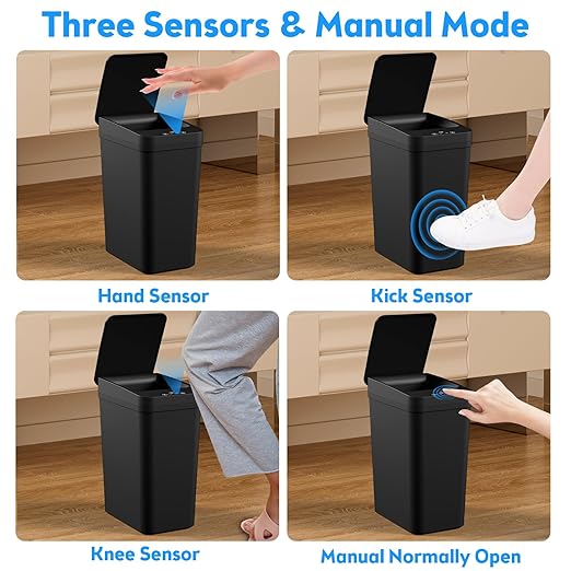 Bathroom Trash Can with Lid, KOEYLE 2 Pack 2.2 Gallon Automatic Touchless