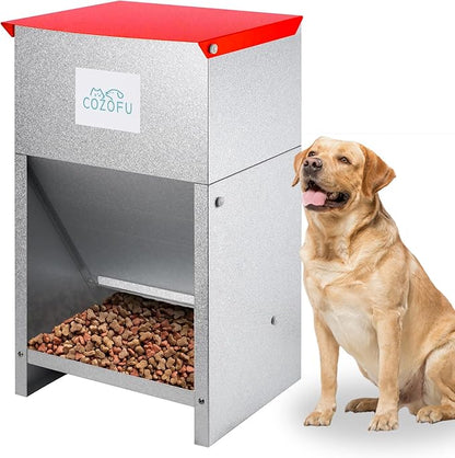 Dog Feeder - Galvanized Metal Pet Food Station