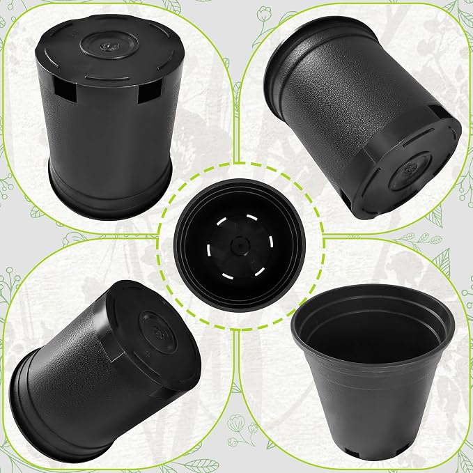 1 Gallon Nursery Pots Plastic Container Injection Molded Pot for Plants Flexible with Drainage Holes Suitable for Plants Soil Growers or Hydroponics Black 10 Pcs