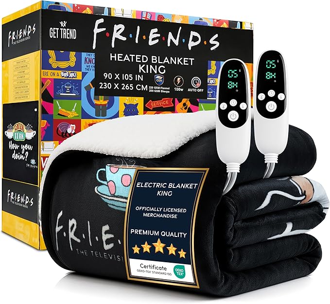 Friends TV Show Heated Blanket Electric, King Size Luxurious Fleece Weighted