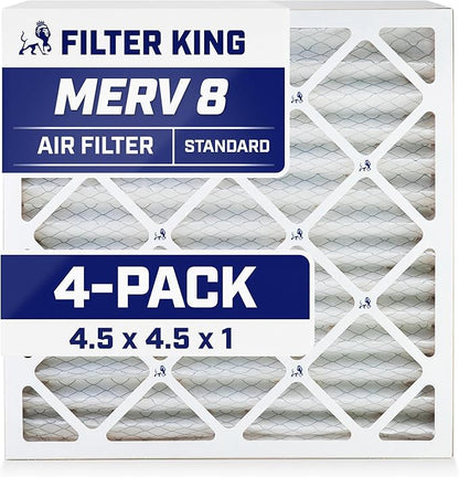 Filter King 4.5x4.5x1 Air Filter | 4-PACK | MERV 8 HVAC Pleated A/C Furnace