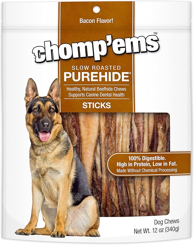 Chomp'ems Purehide Sticks Healthy Natural Rawhide Dog Chew, 12 oz
