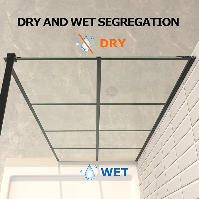 Mainzel 34" W x 76" H Fixed Shower Glass Panel, Frameless 3/8" ANSl Tempered