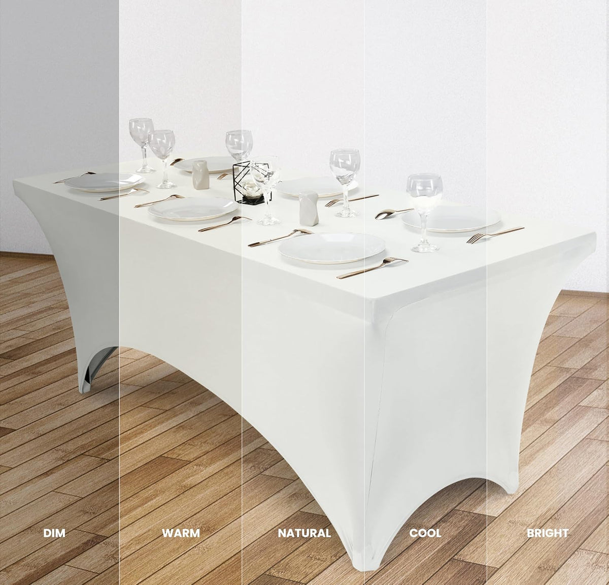 Utopia Kitchen 6FT Spandex Tablecloth [2 Pack, White] 200 GSM Stretch, Fitted, Washable and Wrinkle Resistant Table Cloth Rectangle Cover for Trade Shows, Wedding, Parties [72Lx30Wx30H Inch]