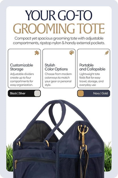Equinavia Darby Horse Grooming Bag, Collapsible Tote with Strap, One Size | Horse Grooming Tote Bag or Cat and Dog Grooming Bag for Equipment and Supplies, Adjustable Strap, 8" x 9" x 12", One Size