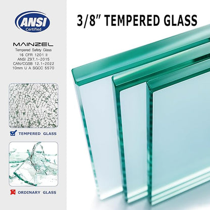 Mainzel 24" W x 76" H Fixed Shower Glass Panel, Frameless 3/8" ANSl Tempered