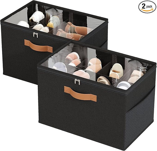 2 Pack Shoe Organizer for Closet, Foldable Shoe Storage Organizer