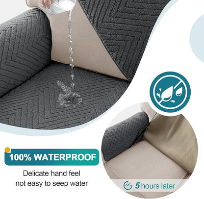 Turquoize Waterproof Couch Cover for Dogs Fuzzy Pet Couch Covers for Sofa Thick Dog Bed Cover Non-Slip Sofa Covers for 2 Cushion Couch Protector Slipcover Pet Friendly (Grey, 36" x 48")