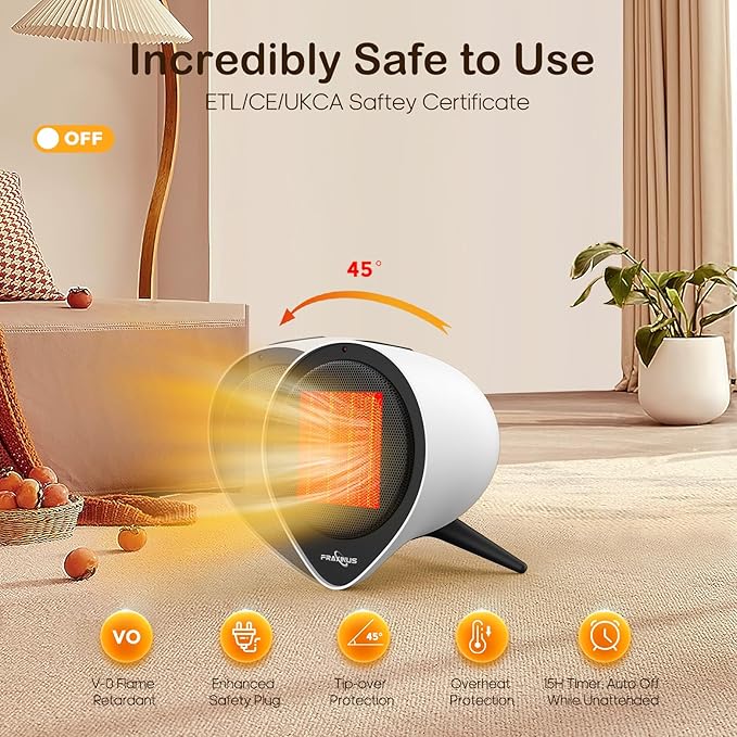 Small Ceramic Heaters for Indoor Use, 1500W PTC Electric Heating