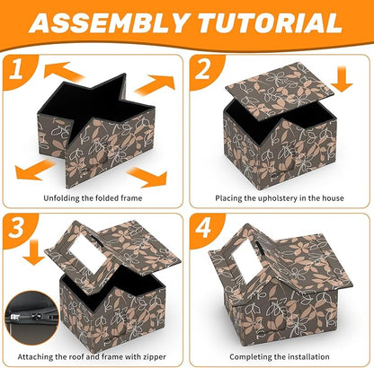 Outdoor Cat House Weatherproof, Large Feral Cat House for Winter, Collapsible Outdoor Cats Shelter in Winter with Door and Soft Mat, Easy to Assemble (Brown)