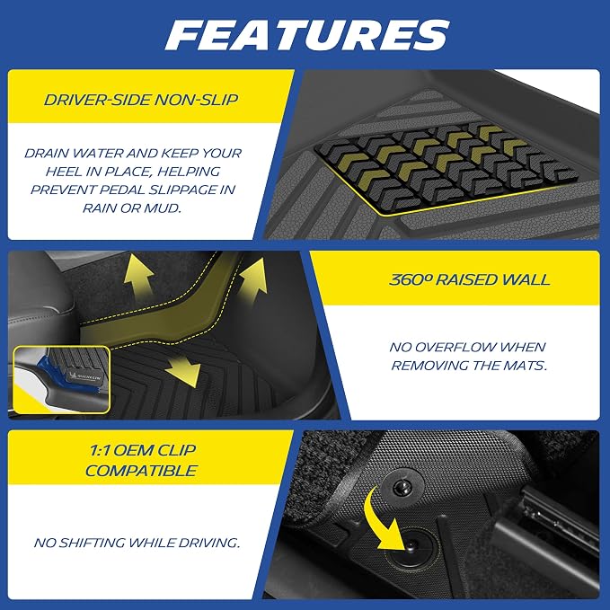 Michelin Vehicle Mats, Premier Series All-Weather TPE Custom Fit Liner for Honda Pilot 2023-2026 7 & 8 Seats, Floor Mats(4 Piece)