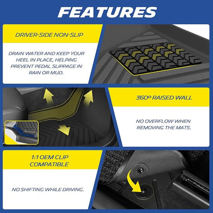 Michelin Vehicle Mats, Premier Series All-Weather TPE Custom Fit Liner for Honda Pilot 2023-2026 7 & 8 Seats, Floor Mats(4 Piece)