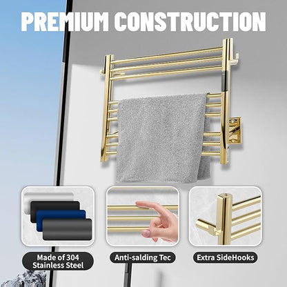 K&KALONZO Towel Warmer for Bathroom, Wall-Mounted 9-Bar Heated Towel Rack