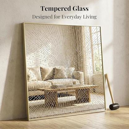 30"x30" Gold Square Mirror for Wall, Metal Framed Bathroom Vanity Mirror