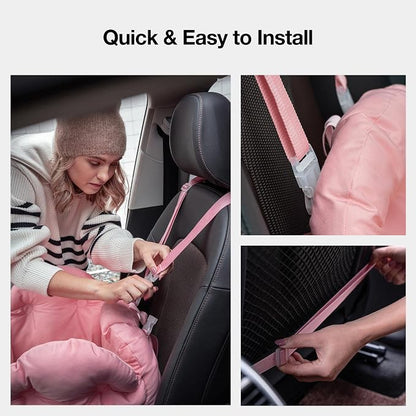 VETRESKA Dog Carrier Dog Car Seat for Small Dogs - Washable Cat Carrier Portable Puppy Bed for Car Seat of Easy Installation Pet Travel Carrier Bed with Storage Pocket & Safety Clip-On Leas | Portable Puppy Bed for Car Seat of Easy Installation Pet Tra...