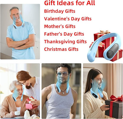 Portable Neck Fan, Personal Wearable Bladeless Fan, LED Display, 6000mAh USB
