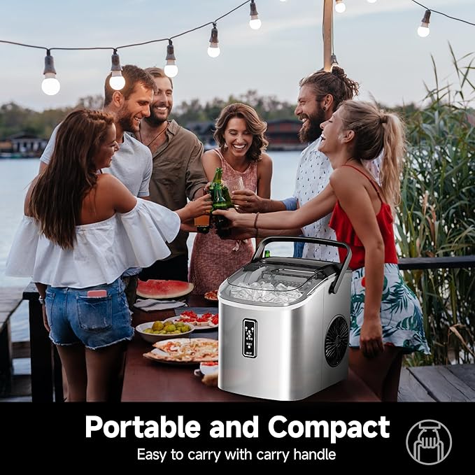 EUHOMY Ice Maker Countertop, 9 Cubes Ready in 6 Mins, Self-Cleaning, Portable