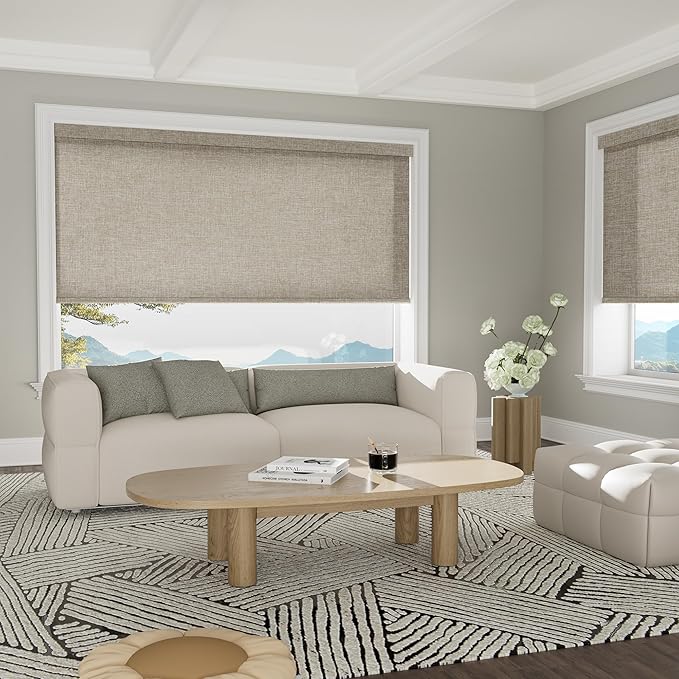 Boolegon Motorized Blinds with Remote, Light Filtering Smart Electric Window