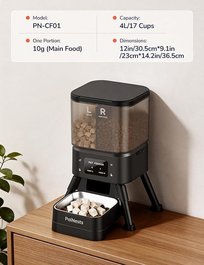 Dual Chamber Automatic Cat Feeder, Smart WiFi Pet Food Dispenser
