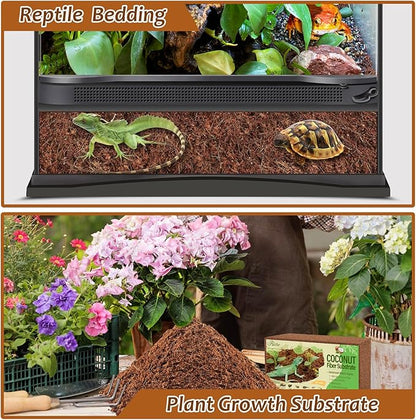 Riare 8 Pack Natural Coconut Fiber Substrate for Reptile- Premium Compressed Coconut Husk Terrarium Bedding for Reptile, Tortoise, Frogs, Snakes Hermit Crabs, Burrowing Animals