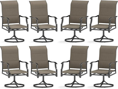 Sophia & William Outdoor Patio Swivel Dining Chairs Set of 8, High Back Padded Patio Dining Chairs, All Weather Textilene Mesh Fabric for Backyard, Poolside, Balcony and Garden