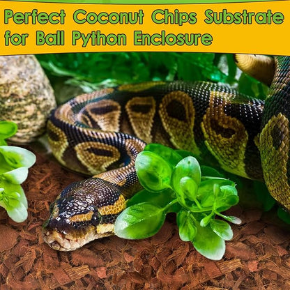 Halatool 10 LB Coconut Chips Substrate for Reptile, 72QT Natural Coconut Husk Coco Cypress Mulch Aquarium Terrarium Bedding for Corn Snake Ball Python Tortoise Frog Gecko Hermit Crab Reptile Tank